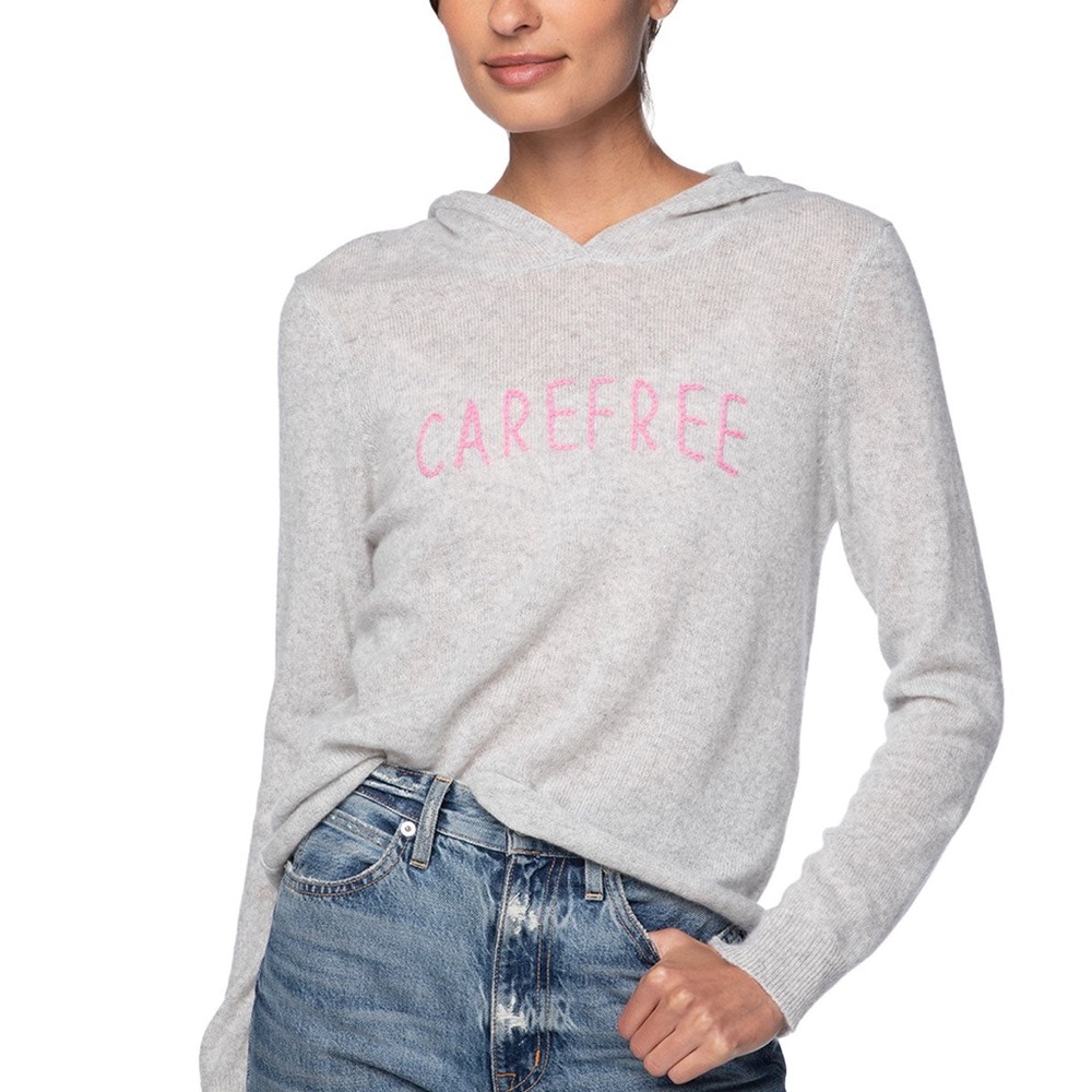 NWT Golden Sun Sweater Hoody Vacay Ready 100% cashmere hoody gray “CAREFREE” S/M